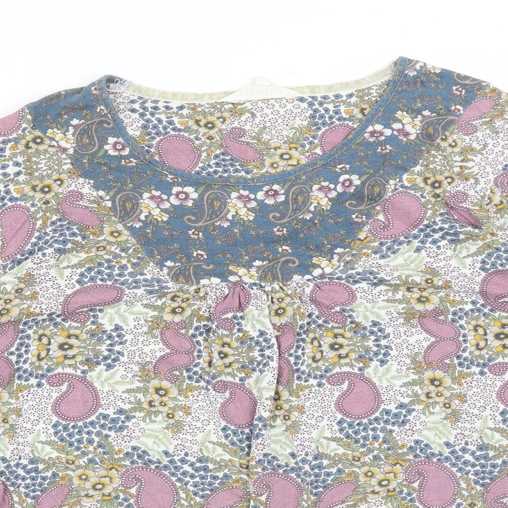 Braintree Womens Multicoloured Floral Bamboo Basic T-Shirt Size L Round Neck