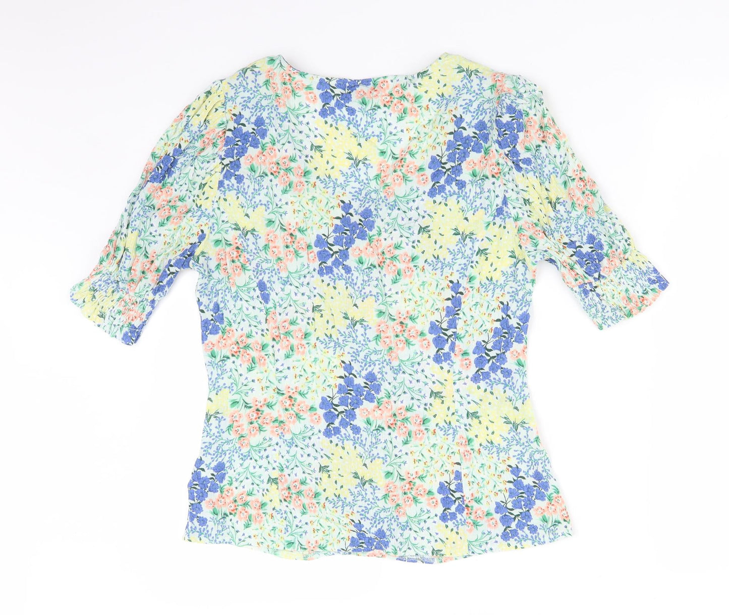 F&F Womens Multicoloured Floral Viscose Basic Blouse Size 10 V-Neck