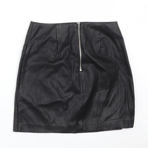 New Look Womens Black  Polyurethane Straight & Pencil Skirt Size 8