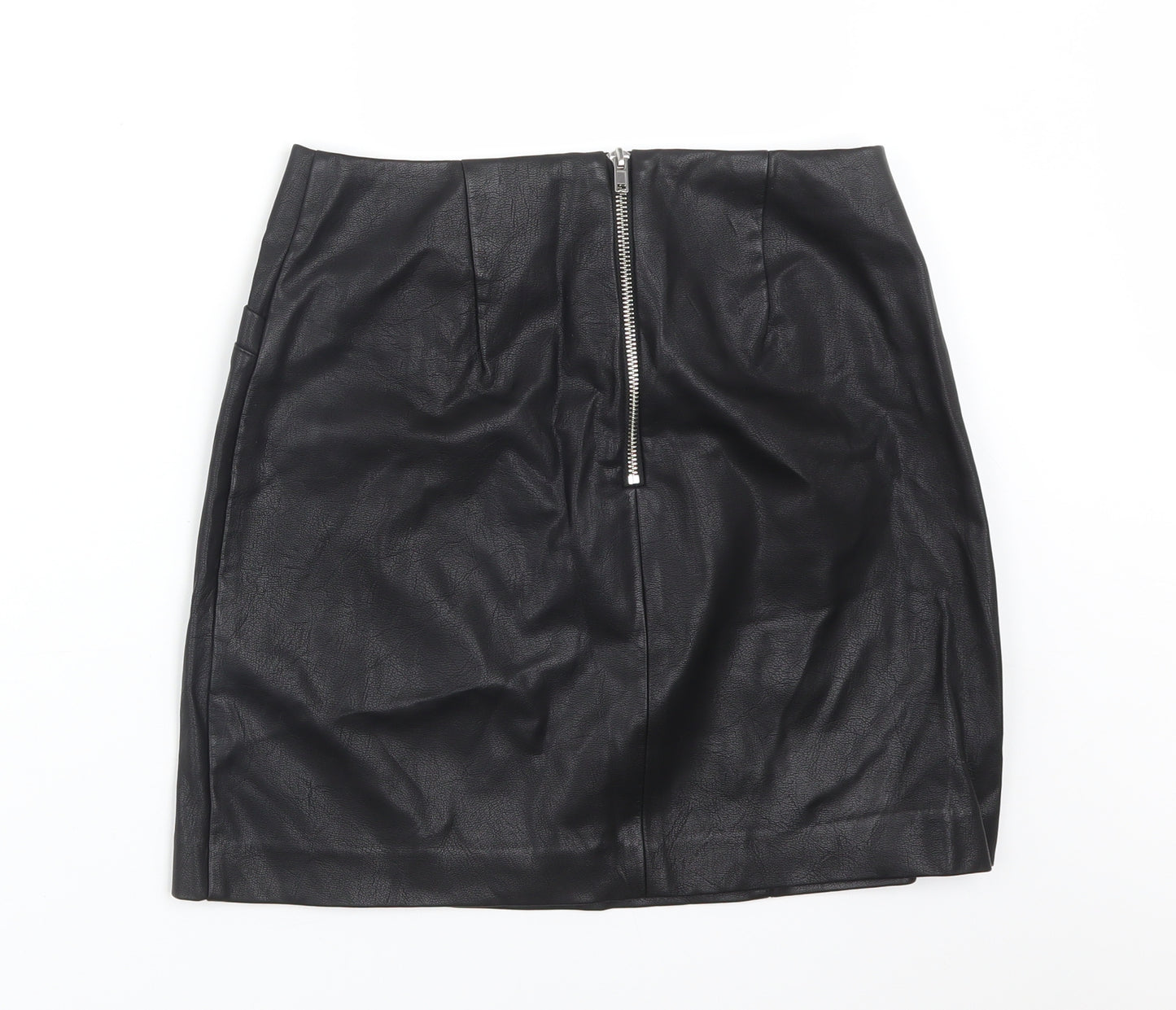 New Look Womens Black  Polyurethane Straight & Pencil Skirt Size 8