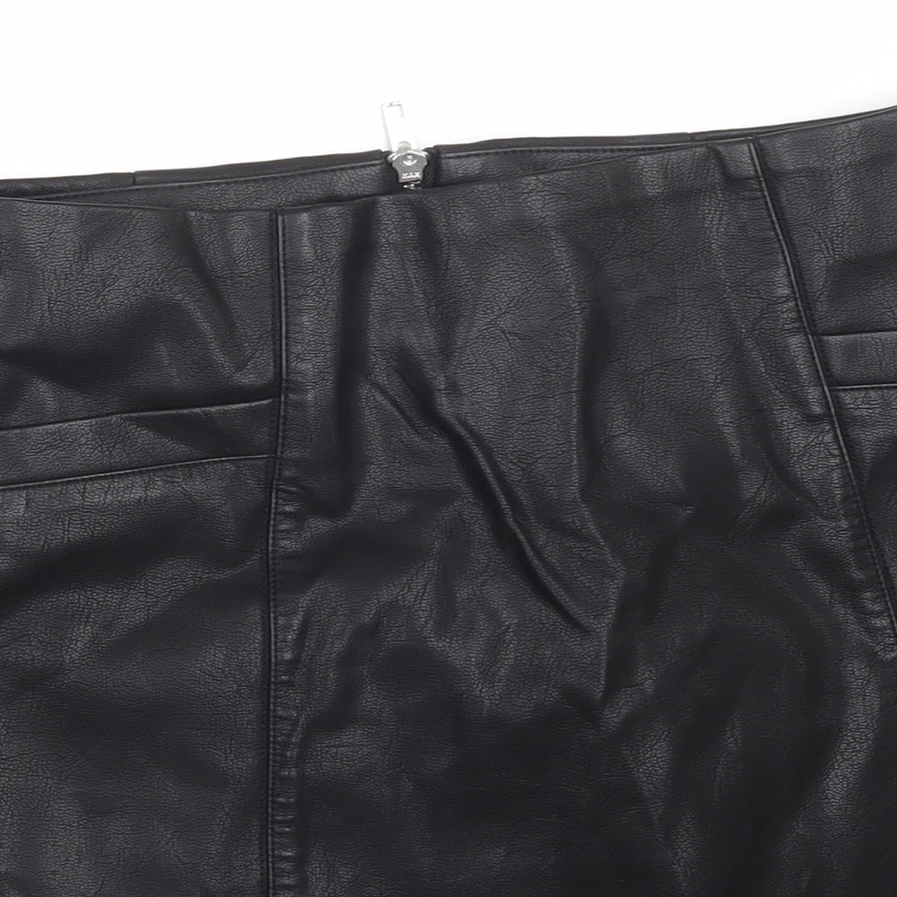 New Look Womens Black  Polyurethane Straight & Pencil Skirt Size 8