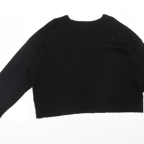 New Look Womens Black  Acrylic Pullover Sweatshirt Size L
