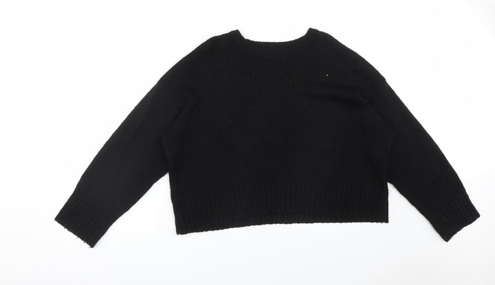 New Look Womens Black Acrylic Pullover Sweatshirt Size L