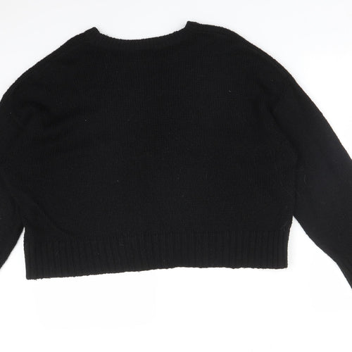New Look Womens Black  Acrylic Pullover Sweatshirt Size L