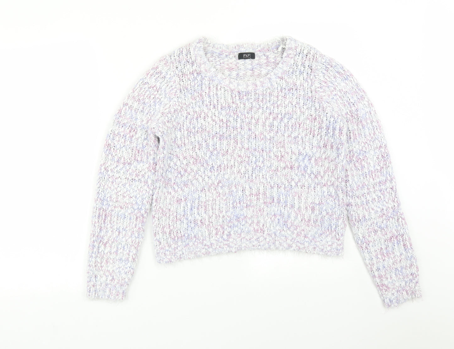 F&F Womens Multicoloured Round Neck  Polyester Pullover Jumper Size 14