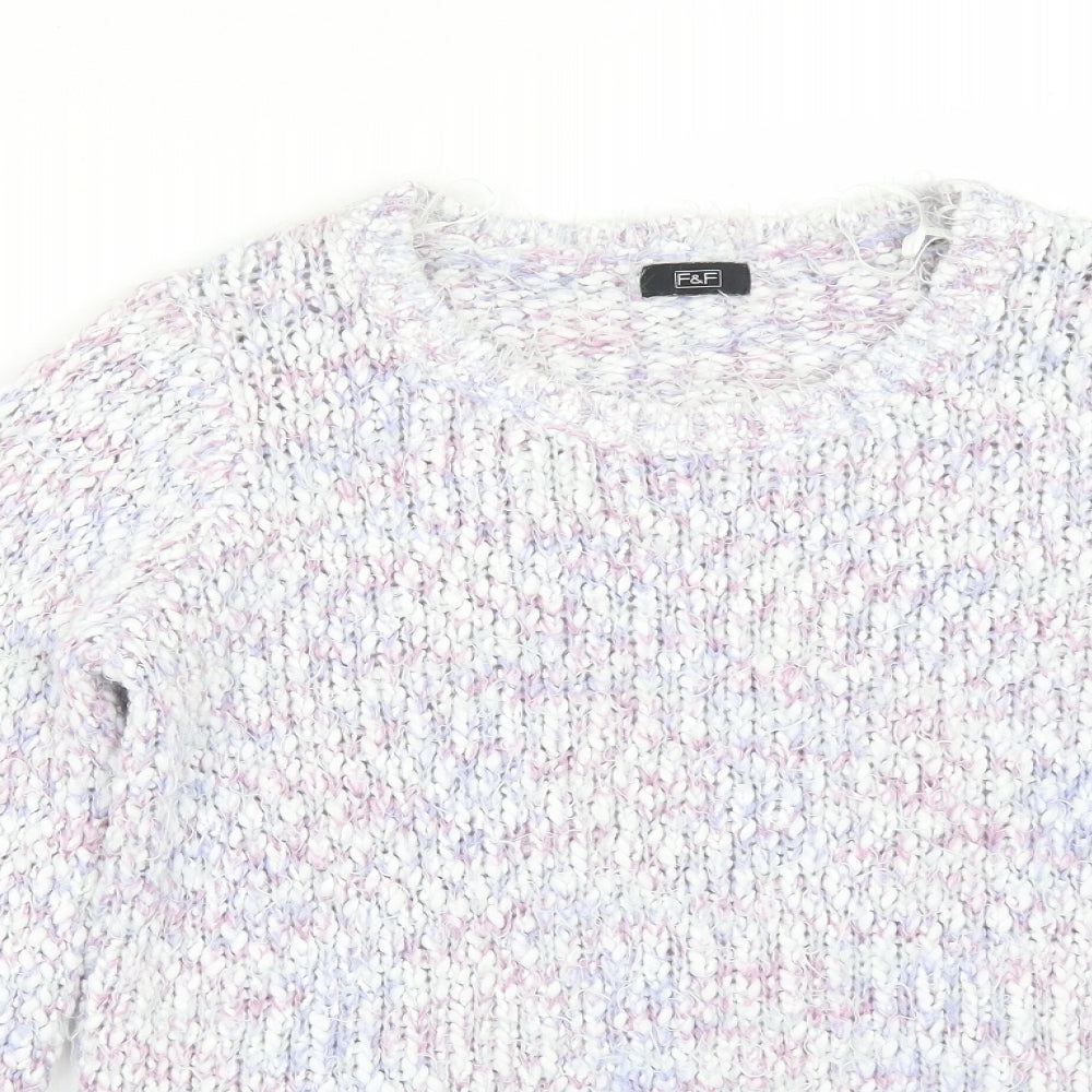 F&F Womens Multicoloured Round Neck  Polyester Pullover Jumper Size 14