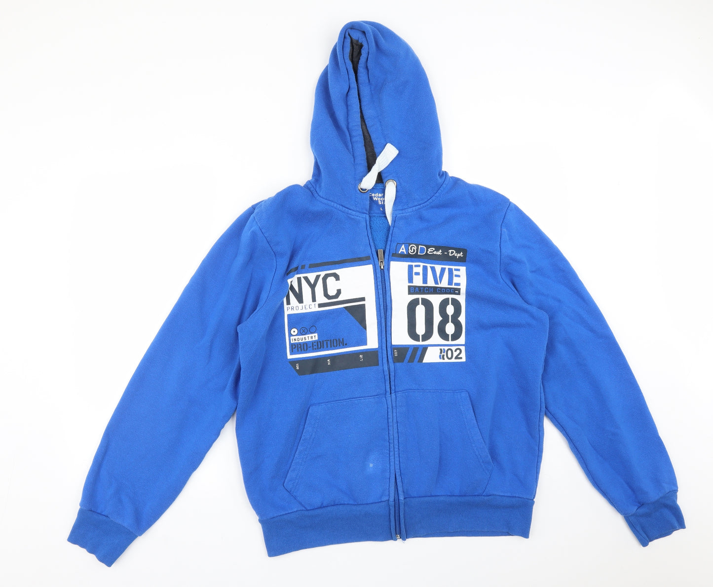 Cedar Wood State Mens Blue  Cotton Full Zip Hoodie Size L   - NYC 08