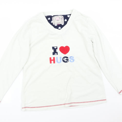 Love To Dream Womens White Solid Polyester  Pyjama Top Size 18   - I <3 HUGS