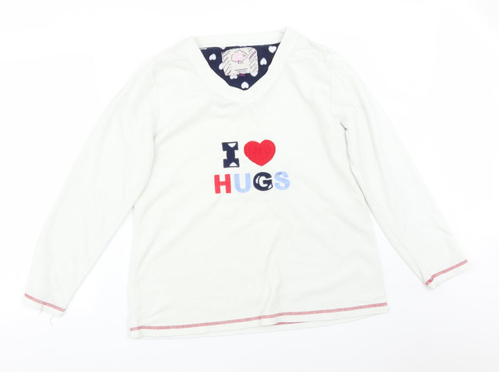 Love To Dream Womens White Solid Polyester Pyjama Top Size 18 - I <3 HUGS