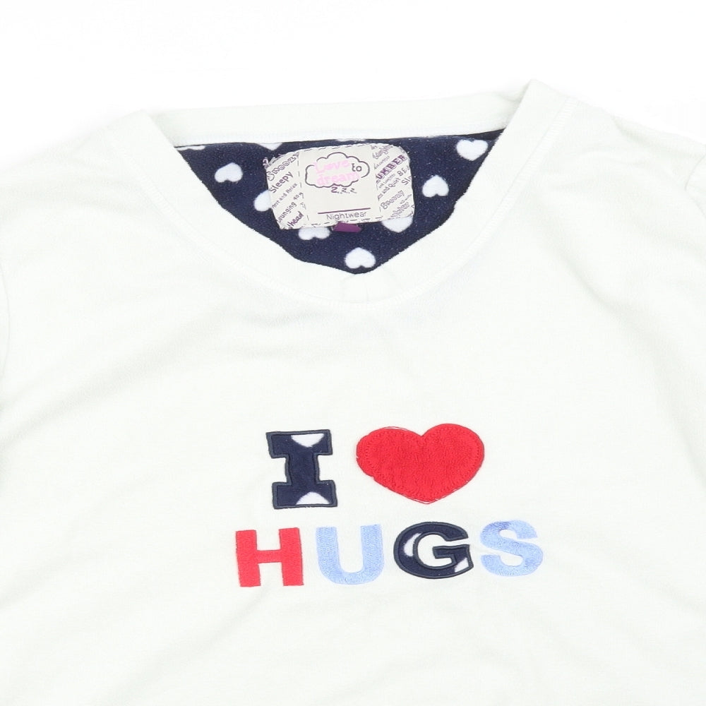 Love To Dream Womens White Solid Polyester  Pyjama Top Size 18   - I <3 HUGS