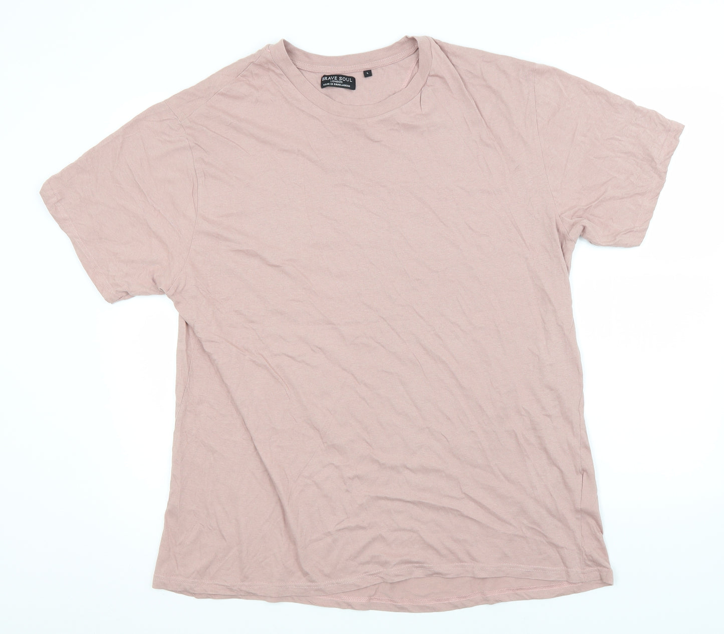 Brave Soul Mens Grey  Cotton  T-Shirt Size L Round Neck