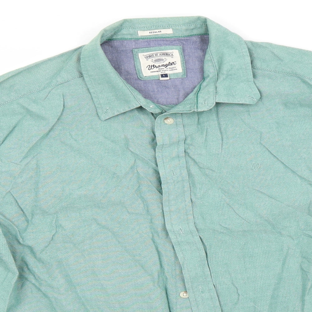 Preworn Mens Beige  Cotton  Button-Up Size L Collared