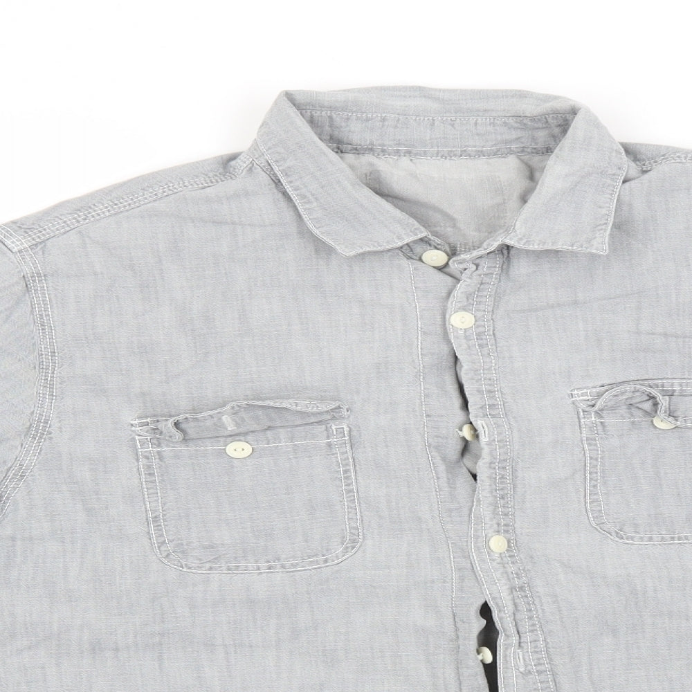 Preworn Mens Grey    Button-Up  Collared