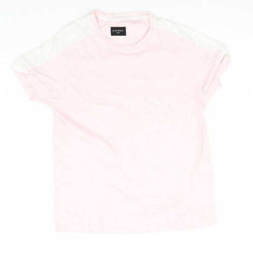 D-Struct Womens Pink  Cotton Basic T-Shirt Size L Round Neck