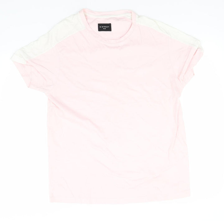 D-Struct Womens Pink Cotton Basic T-Shirt Size L Round Neck