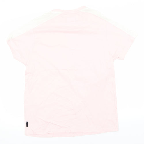 D-Struct Womens Pink  Cotton Basic T-Shirt Size L Round Neck