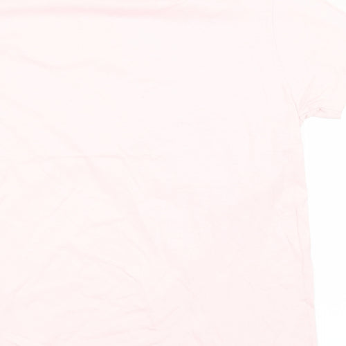 D-Struct Womens Pink  Cotton Basic T-Shirt Size L Round Neck
