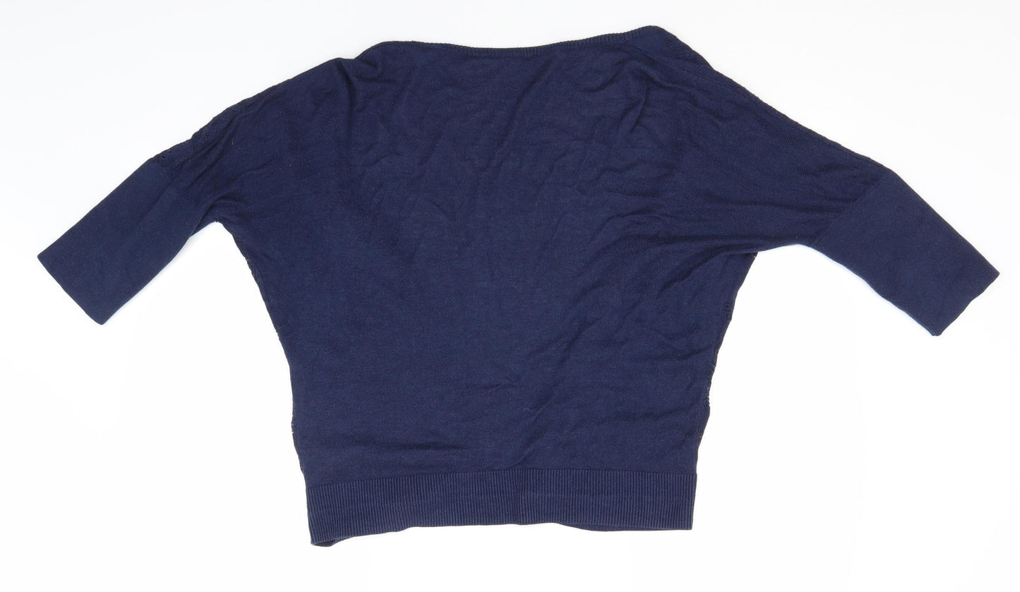 Dorothy Perkins Womens Blue Round Neck  Viscose Cardigan Jumper Size M