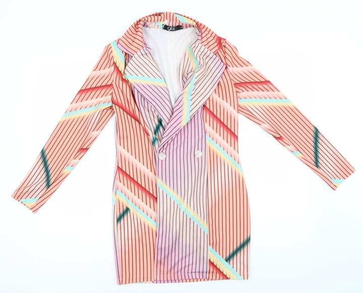 CBR Womens Pink Striped  Overcoat Jacket Size 8