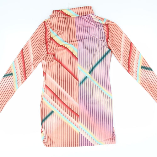 CBR Womens Pink Striped  Overcoat Jacket Size 8