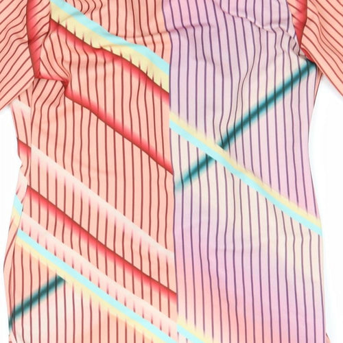 CBR Womens Pink Striped  Overcoat Jacket Size 8