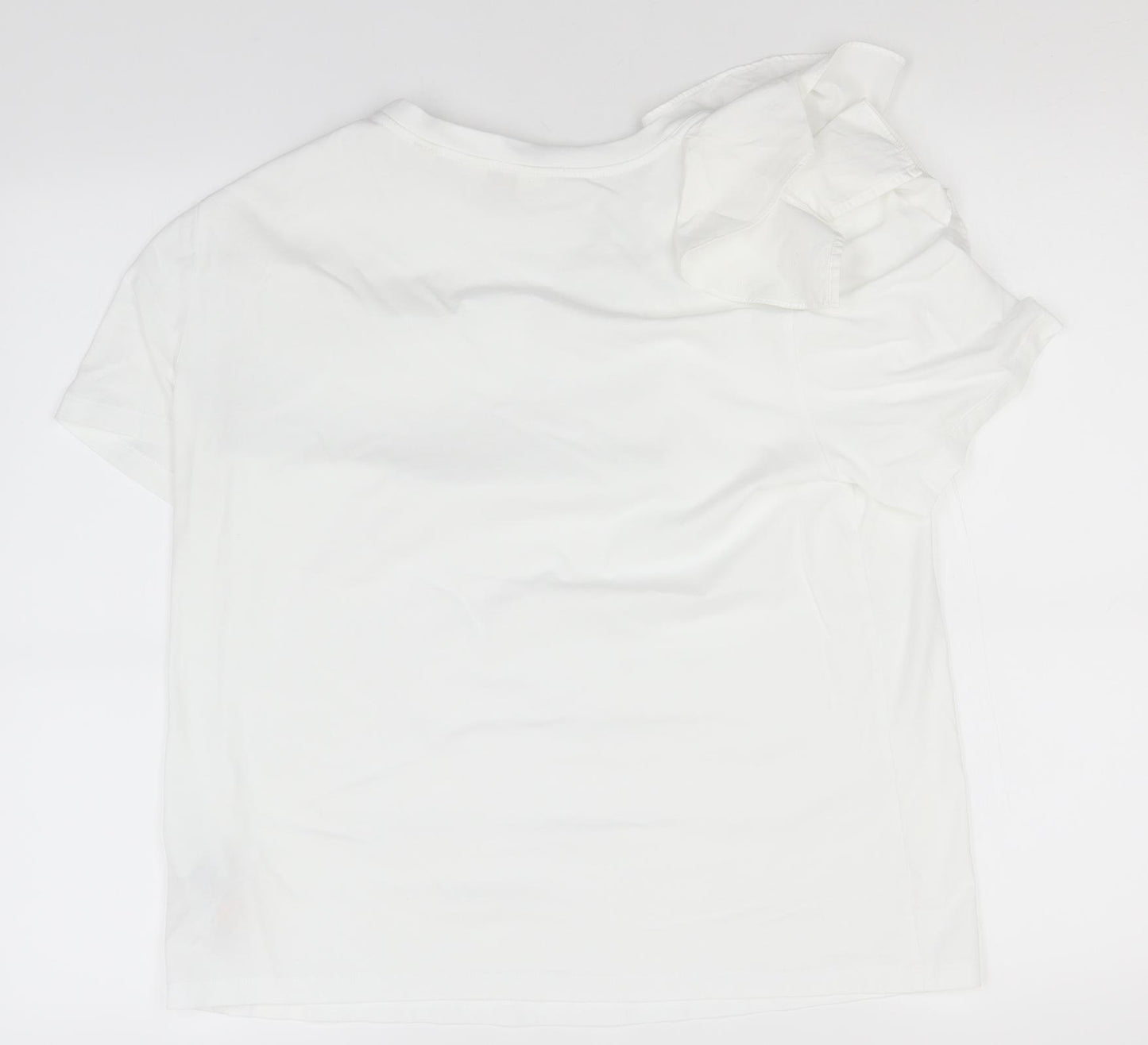 Ted Baker Womens White  Cotton Basic T-Shirt Size 4 Round Neck