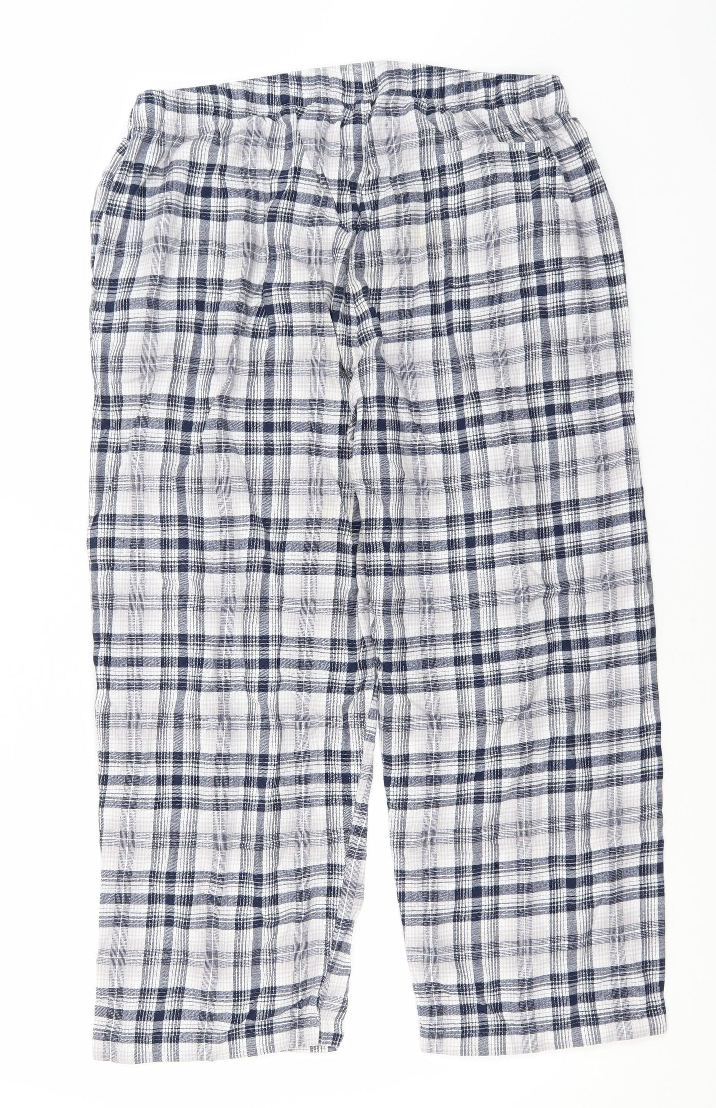 Marks and Spencer Womens Blue Plaid Cotton  Pyjama Pants Size XL