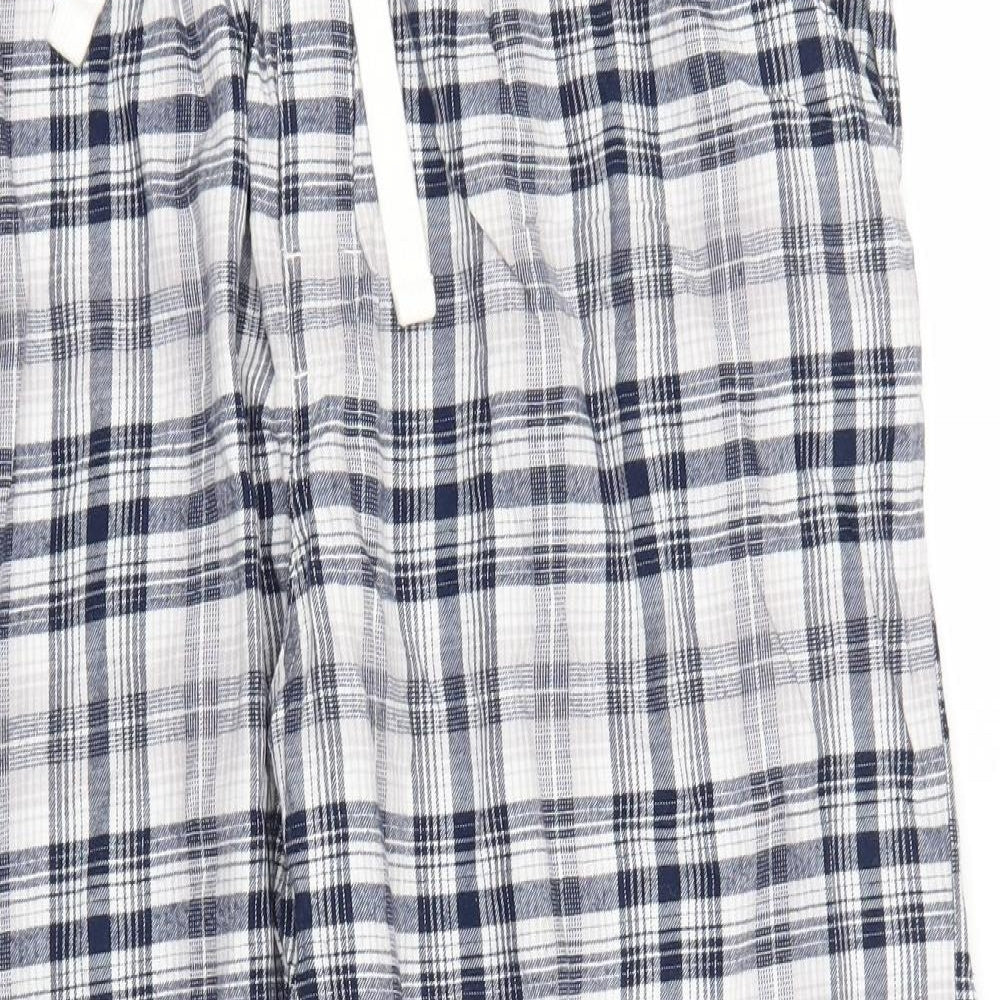 Marks and Spencer Womens Blue Plaid Cotton  Pyjama Pants Size XL