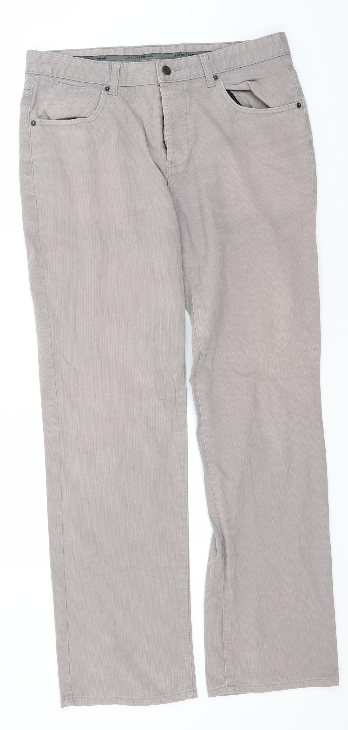 Jasper Conran Mens Grey  Cotton Trousers  Size 36 L32 in Regular