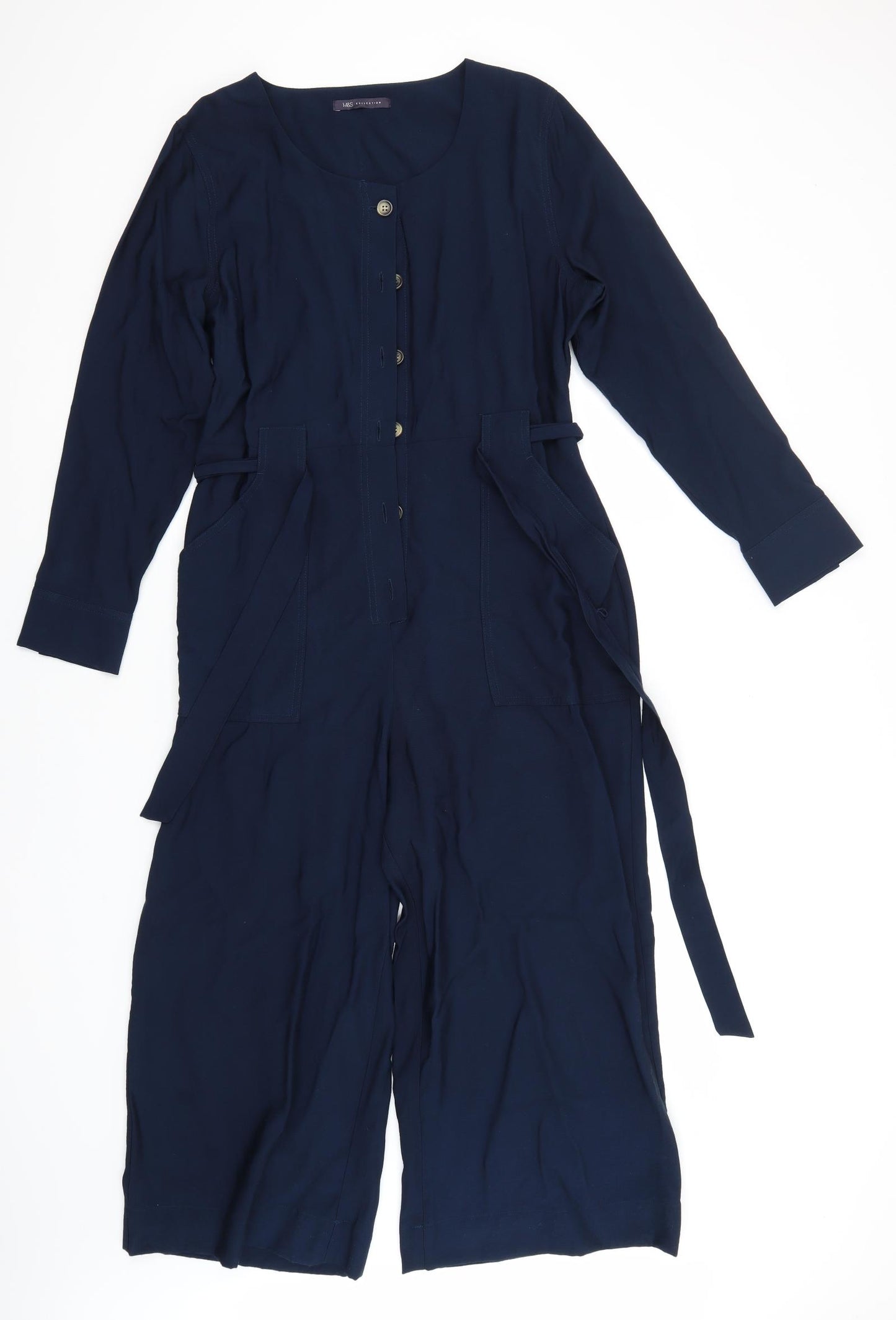 Marks and Spencer Womens Blue  Viscose Jumpsuit One-Piece Size 14 L21 in