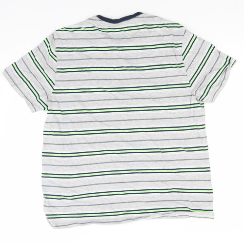 NEXT Mens Grey Striped Cotton  T-Shirt Size XL Round Neck