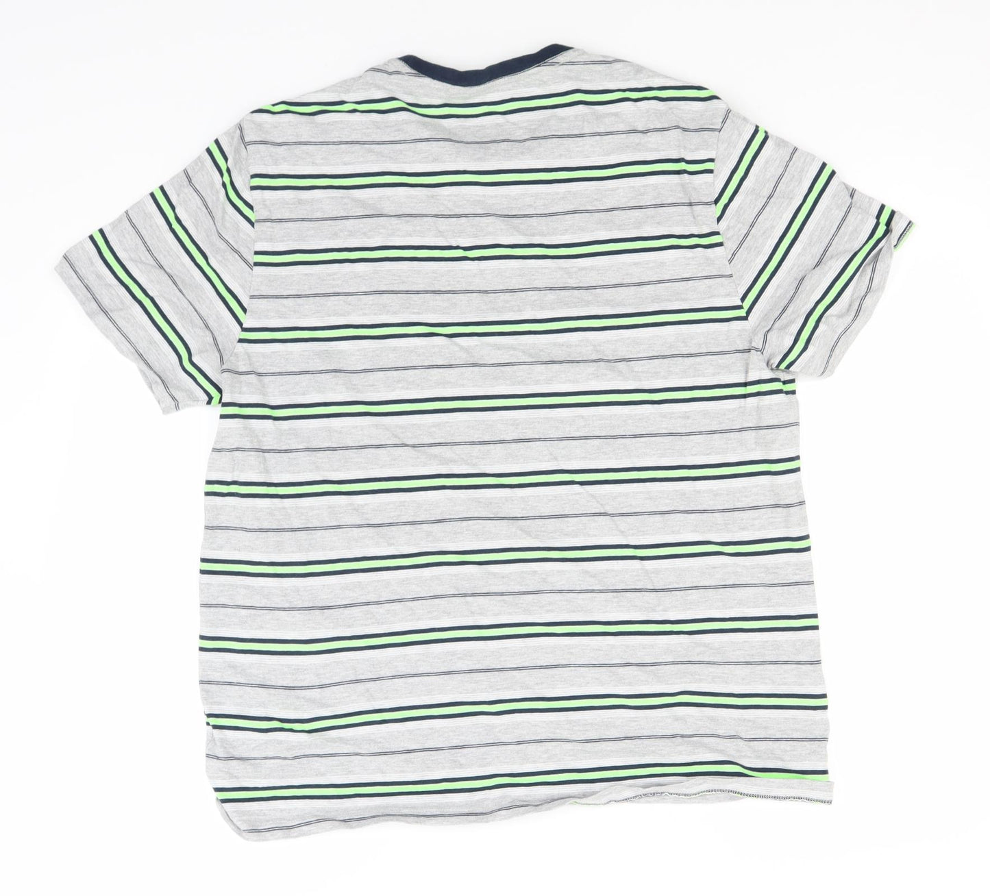 NEXT Mens Grey Striped Cotton  T-Shirt Size XL Round Neck