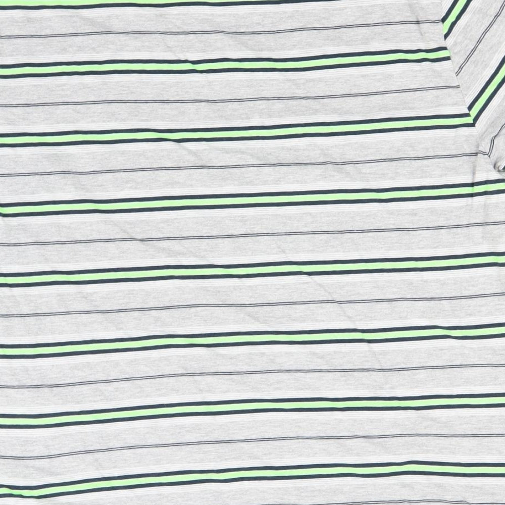 NEXT Mens Grey Striped Cotton  T-Shirt Size XL Round Neck