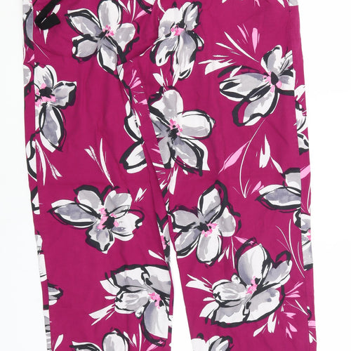 Cyberjammies Womens Pink Floral Cotton Sweatpants Trousers Size 16 L27 in Regular