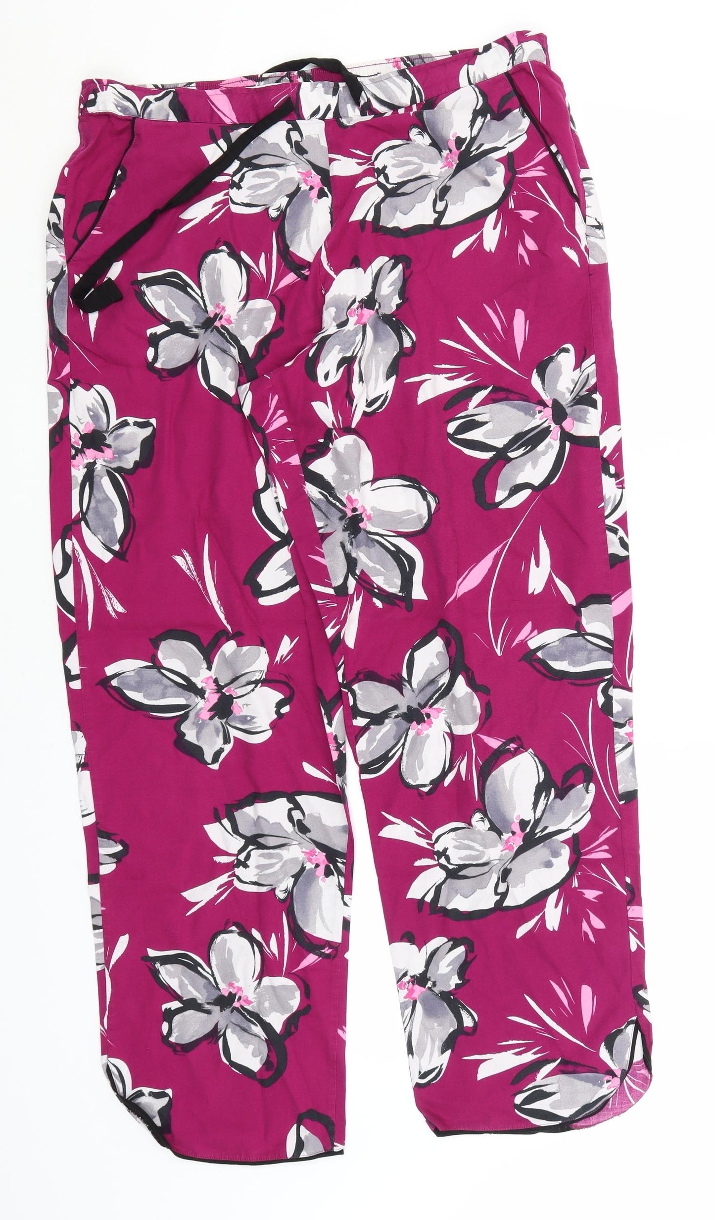 Cyberjammies Womens Pink Floral Cotton Sweatpants Trousers Size 16 L27 in Regular