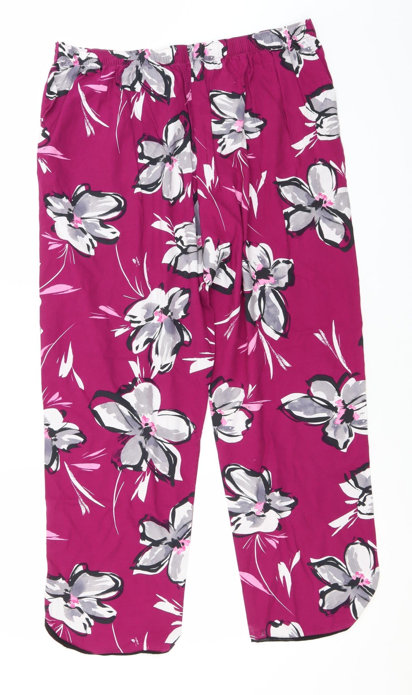 Cyberjammies Womens Pink Floral Cotton Sweatpants Trousers Size 16 L27 in Regular