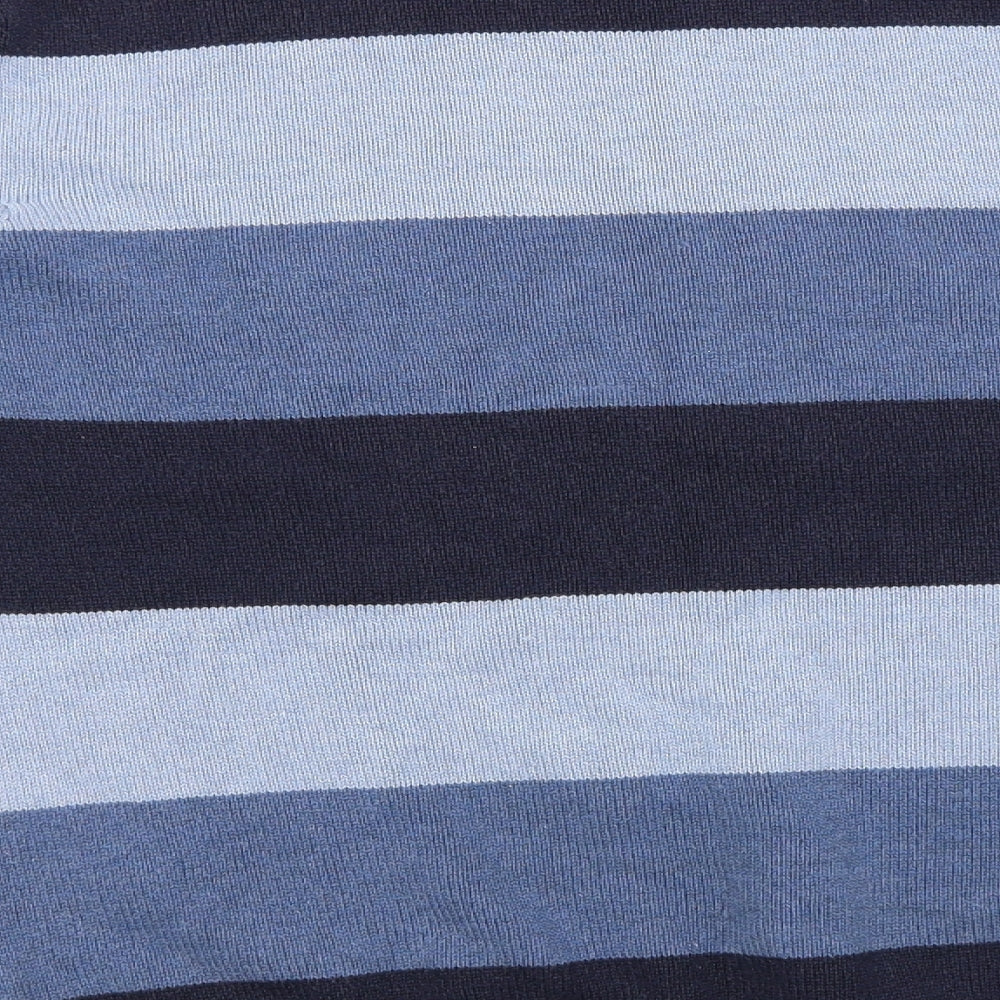 Maine Mens Blue Round Neck Striped Cotton Pullover Jumper Size S