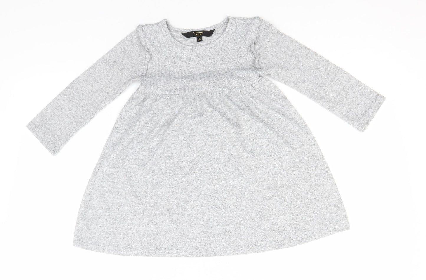 Cosmic Girls Grey  Polyester A-Line  Size 3 Years  Round Neck