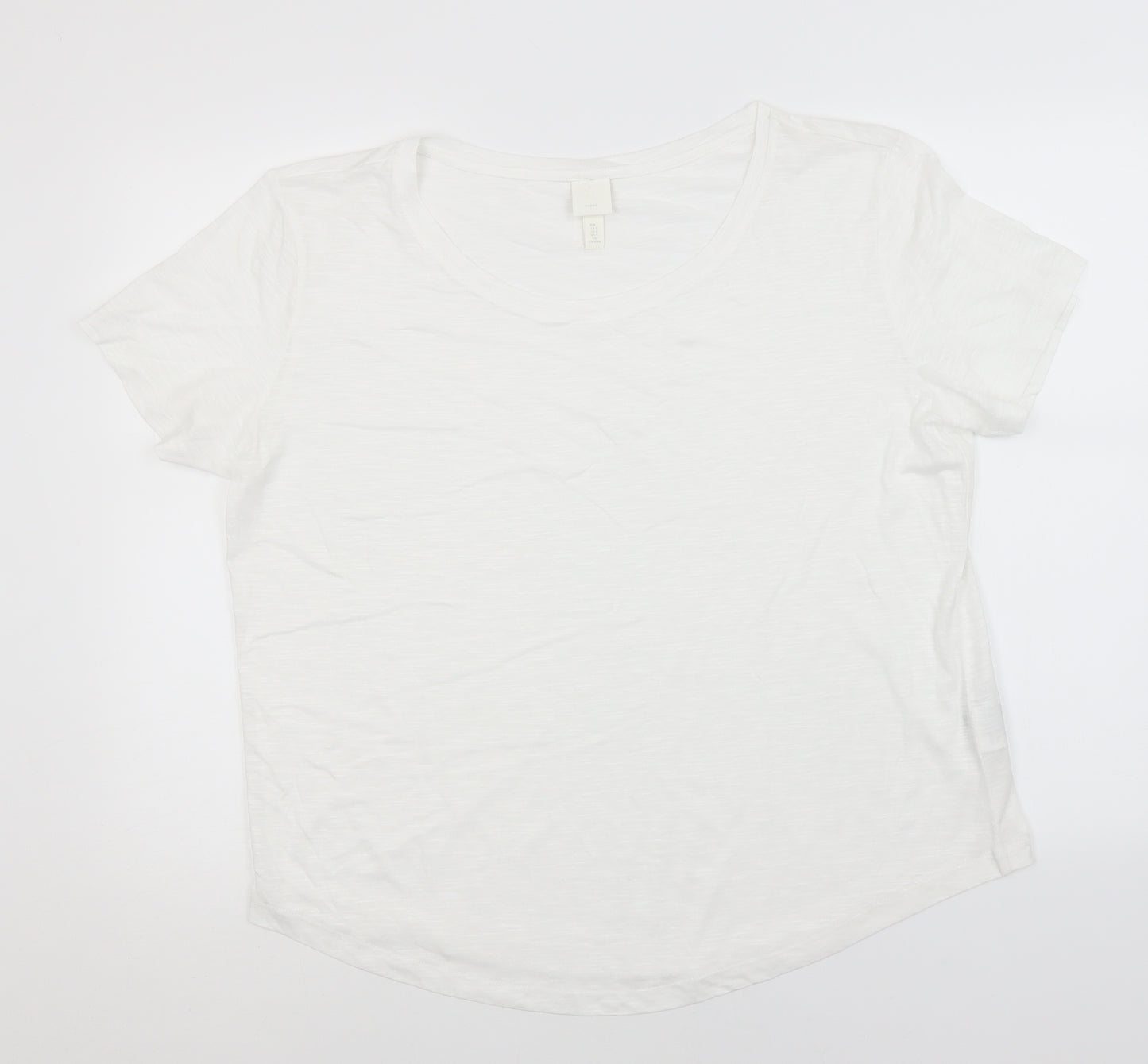 H&M Mens White  Modal  T-Shirt Size L Round Neck