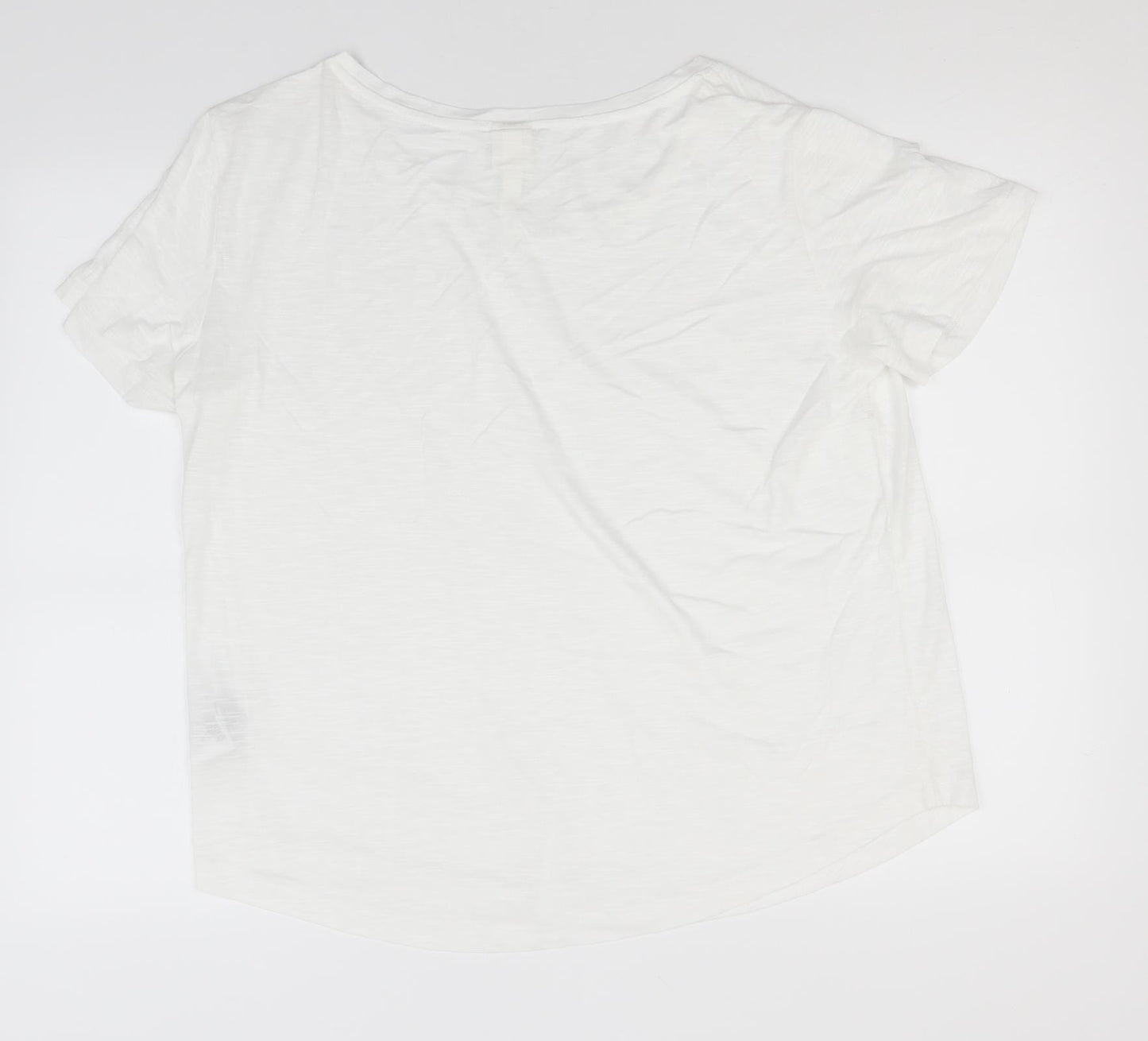H&M Mens White  Modal  T-Shirt Size L Round Neck
