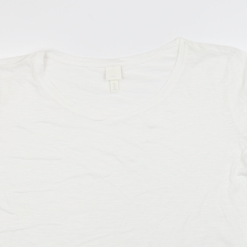 H&M Mens White  Modal  T-Shirt Size L Round Neck