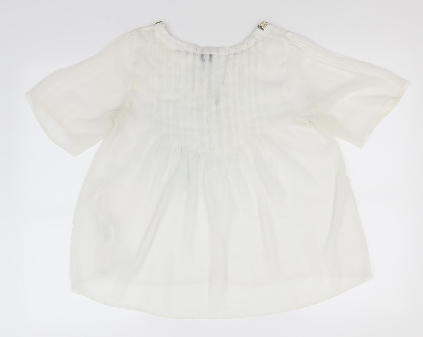 H&M Womens Ivory  Polyester Basic Blouse Size 6 Round Neck