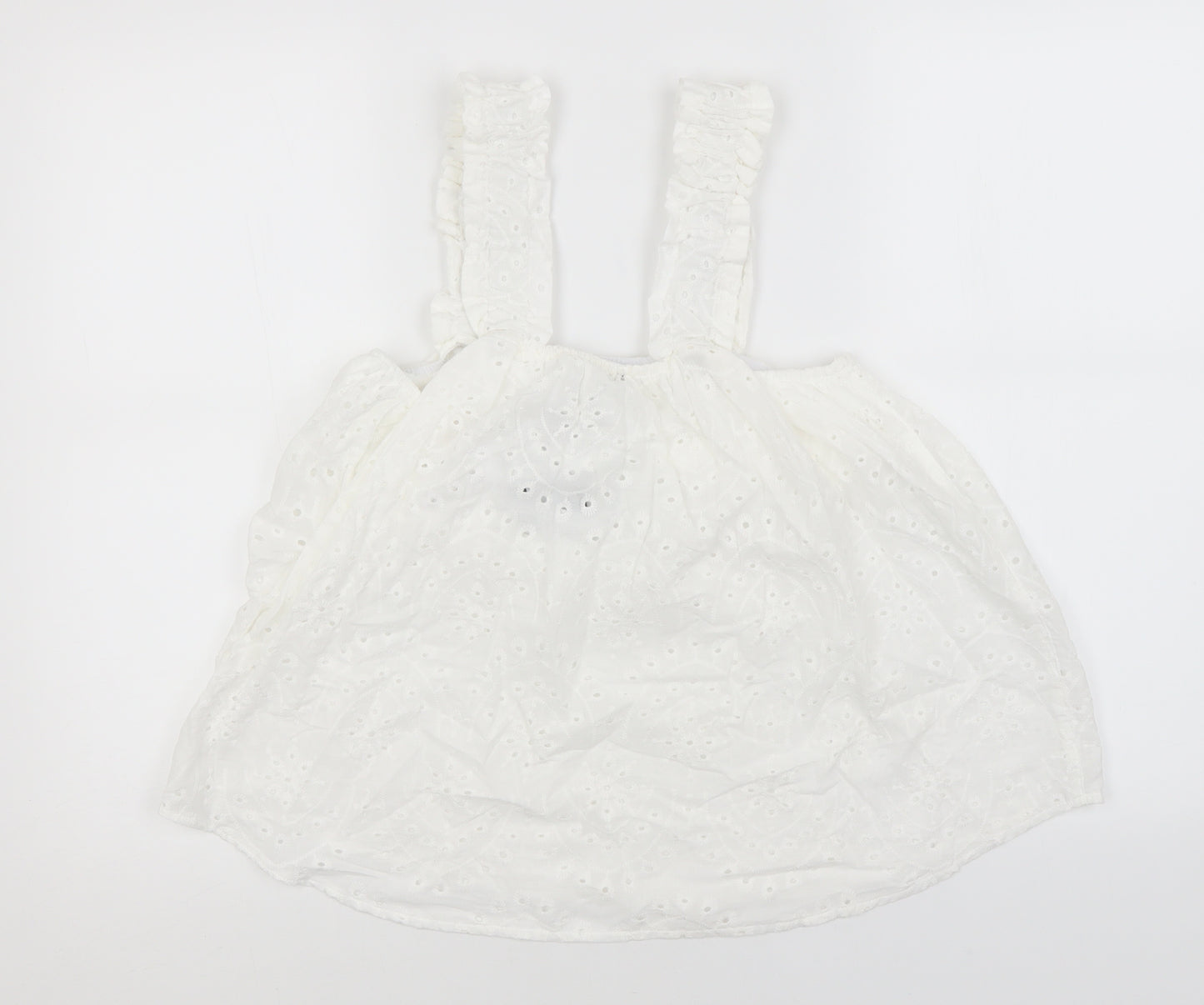 New Look Womens White  Cotton Basic Tank Size 12 Square Neck