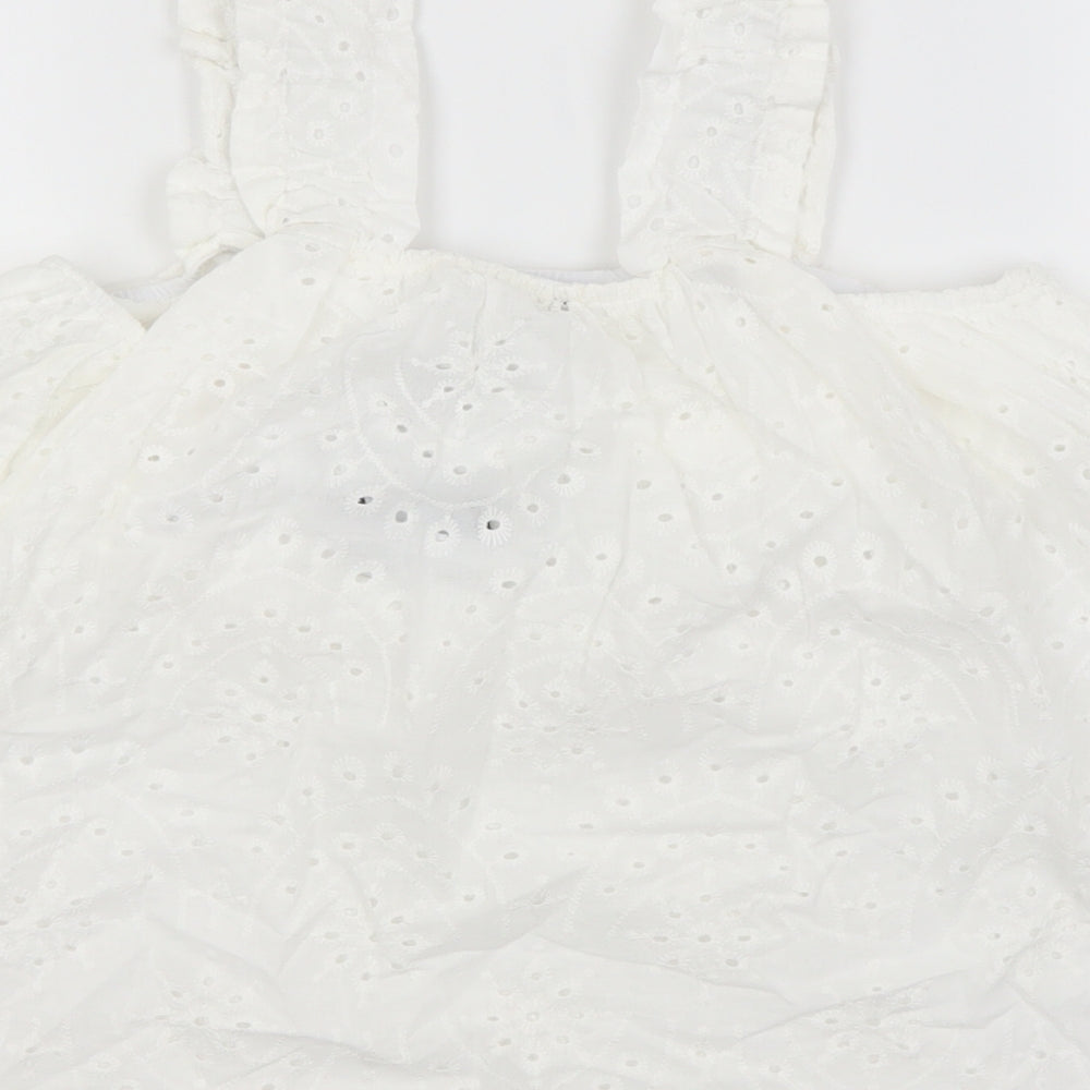 New Look Womens White  Cotton Basic Tank Size 12 Square Neck