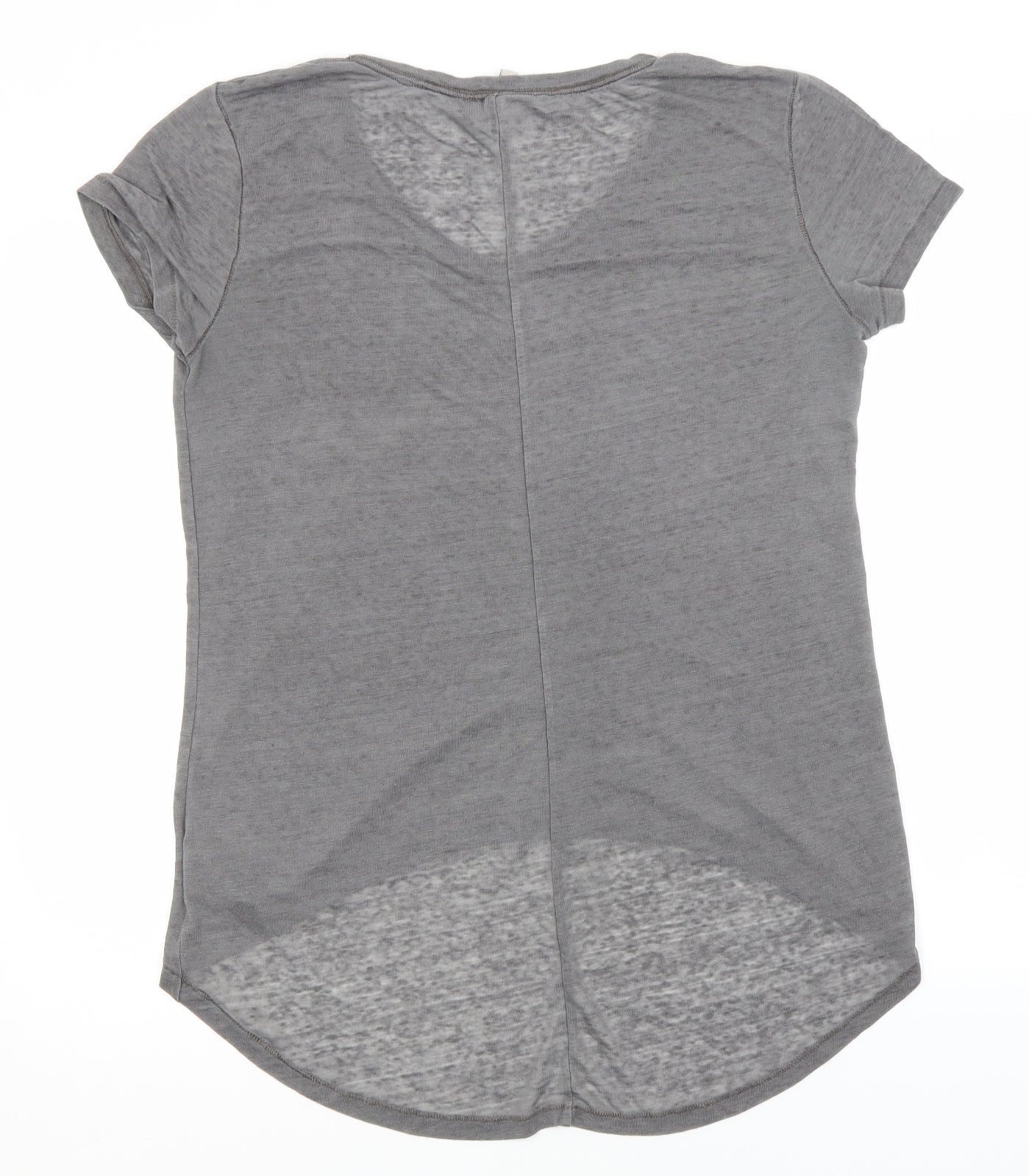 Divided Womens Grey  Polyester Basic T-Shirt Size S V-Neck