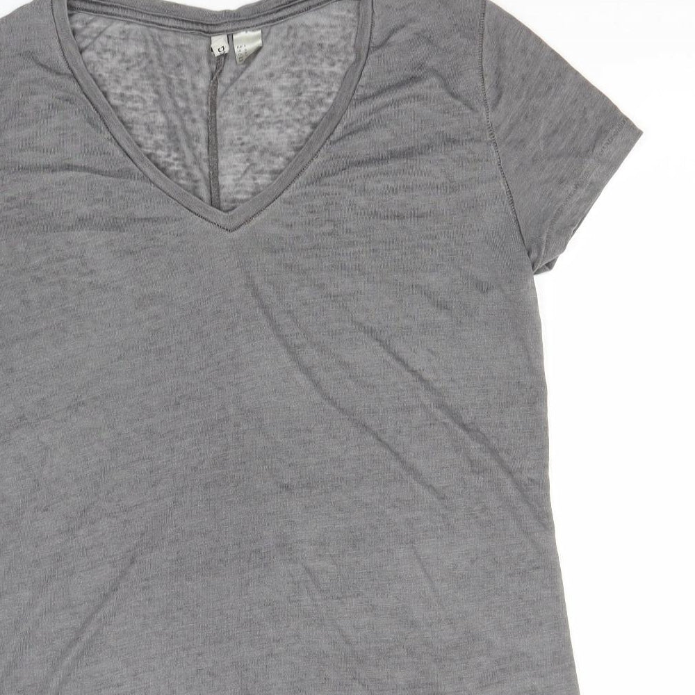 Divided Womens Grey  Polyester Basic T-Shirt Size S V-Neck