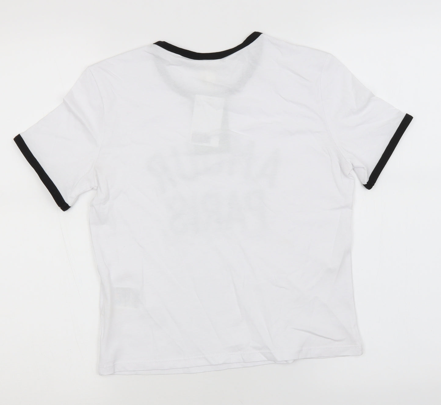 H&M Womens White  Cotton Basic T-Shirt Size S Round Neck - Amour Paris