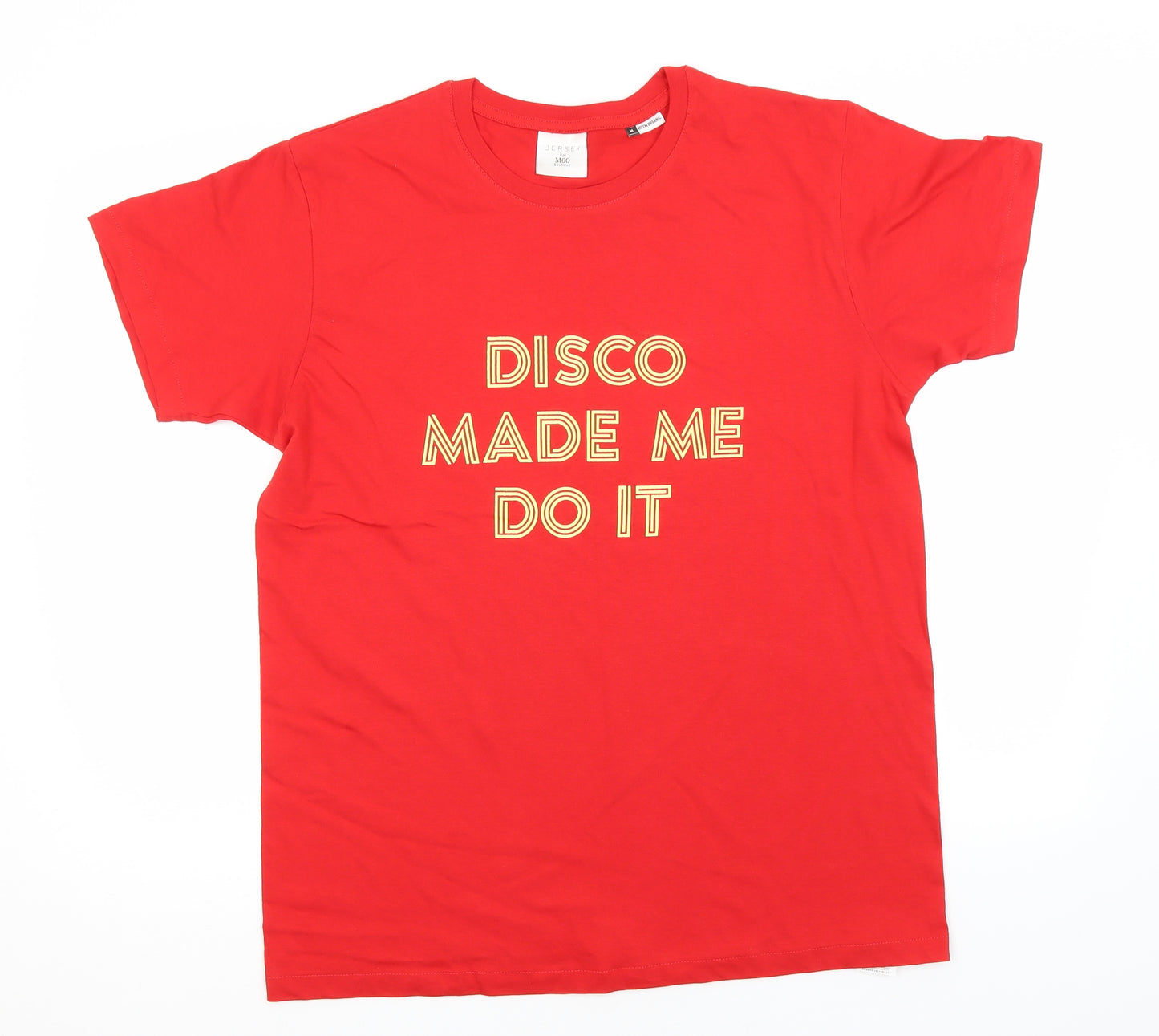 Jersey Mens Red  Cotton  T-Shirt Size M Round Neck  - Disco Made me Do It