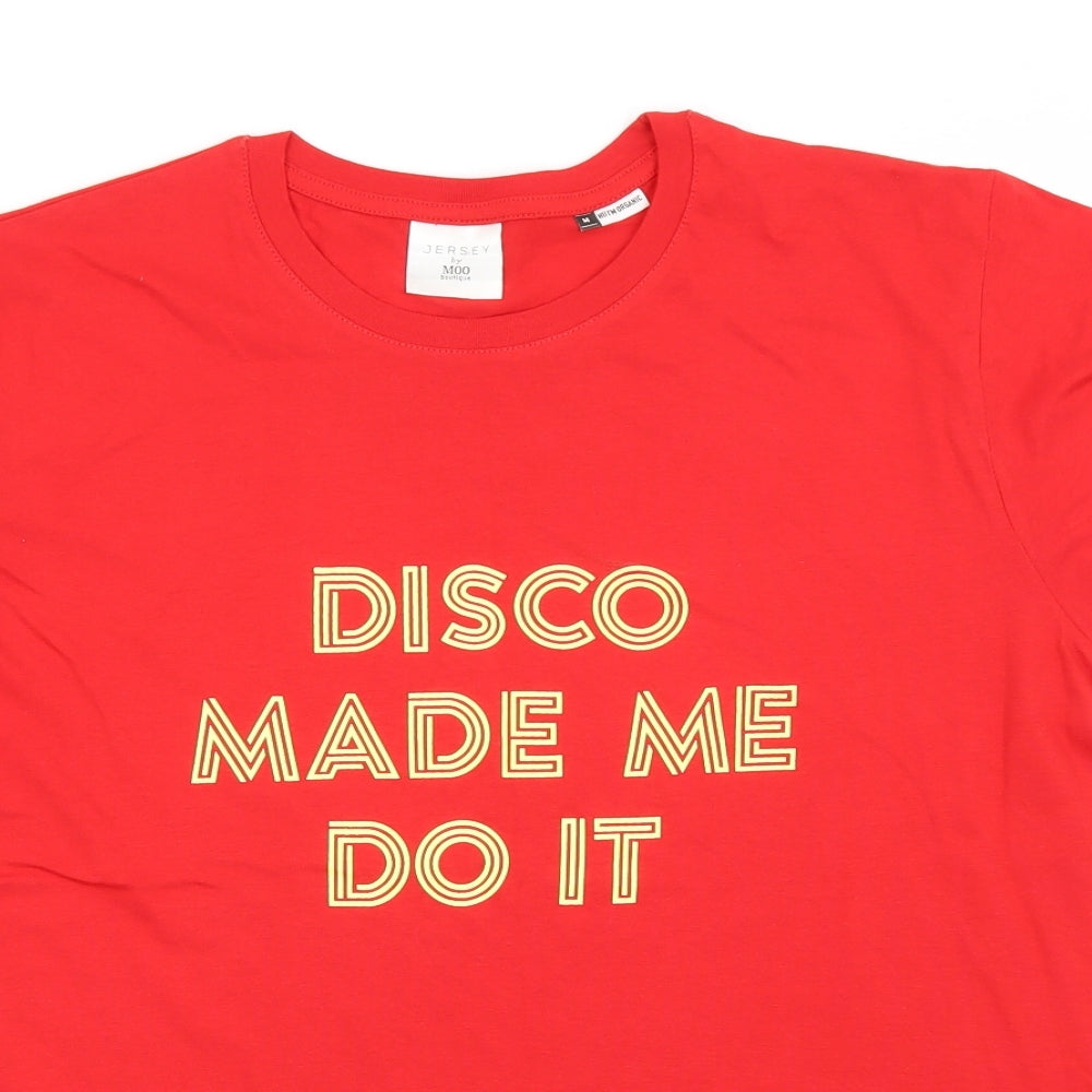 Jersey Mens Red  Cotton  T-Shirt Size M Round Neck  - Disco Made me Do It