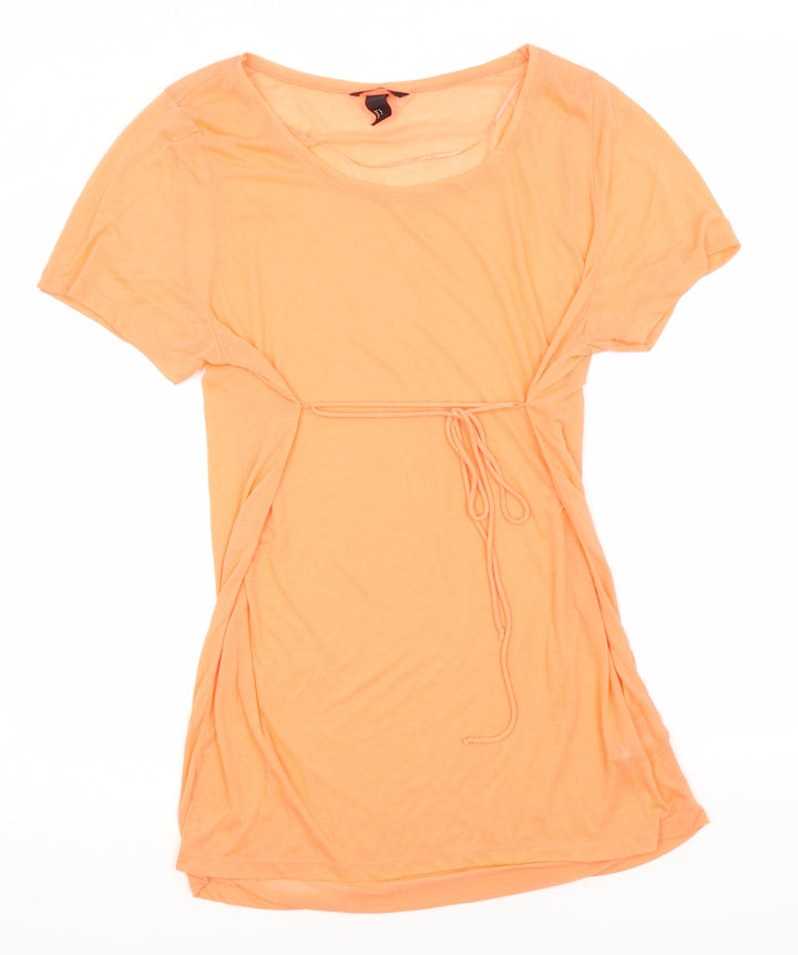 H&M Womens Orange  Polyester Basic T-Shirt Size M Round Neck